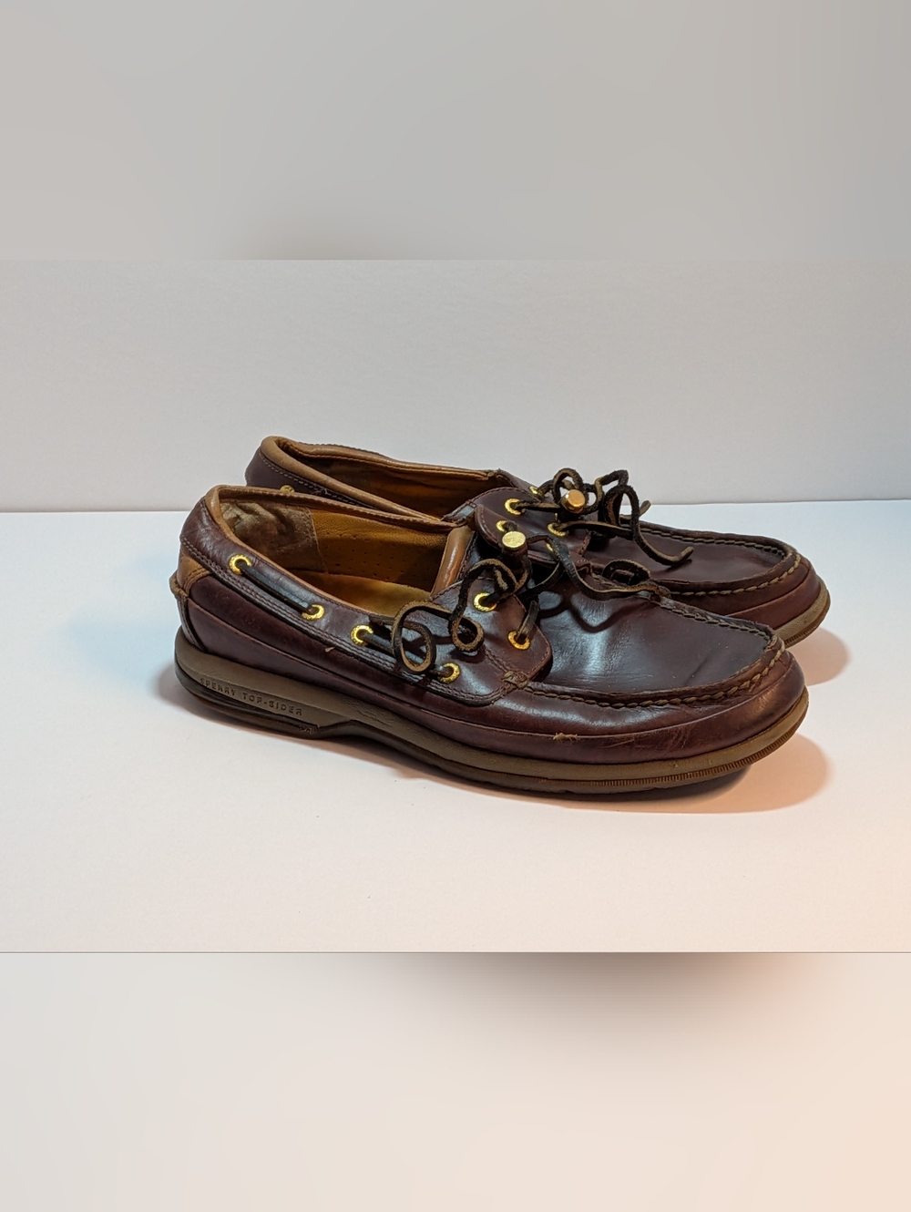 Sperry Gold Cup Boat Shoes Men’s Size 9M Brown Full Grain Leather 18K Gold